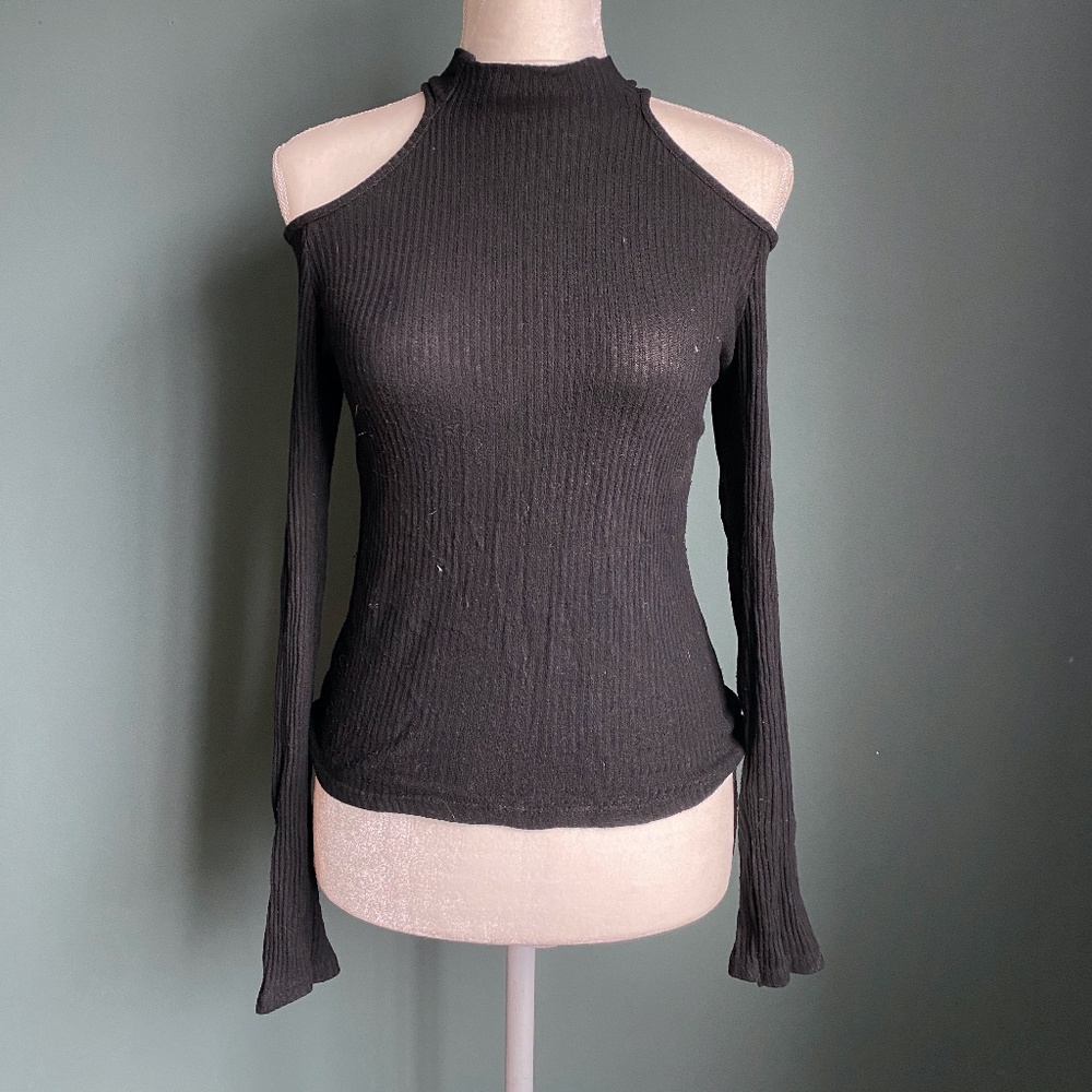 Cold Shoulder Mini Turtleneck Top - "OS"